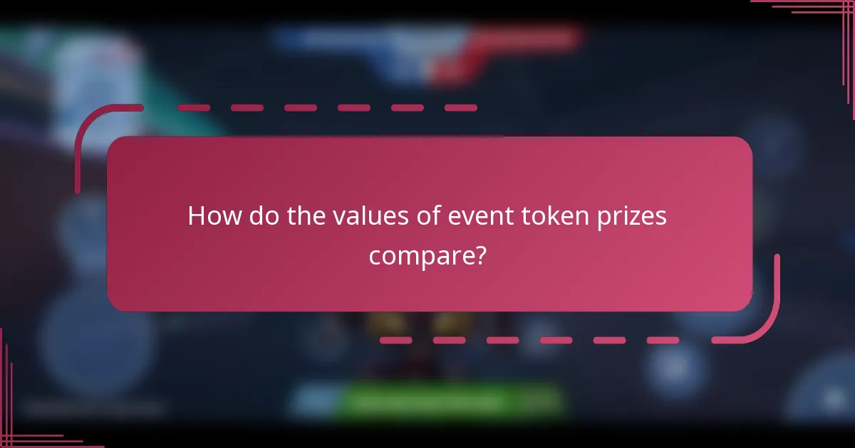 How do the values of event token prizes compare?